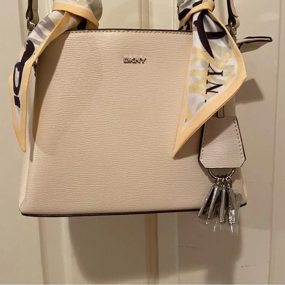 DKNY Paige Small Satchel R21DL465 Crossbody Strap and Double Handle With Scarf - Picture 6 of 13